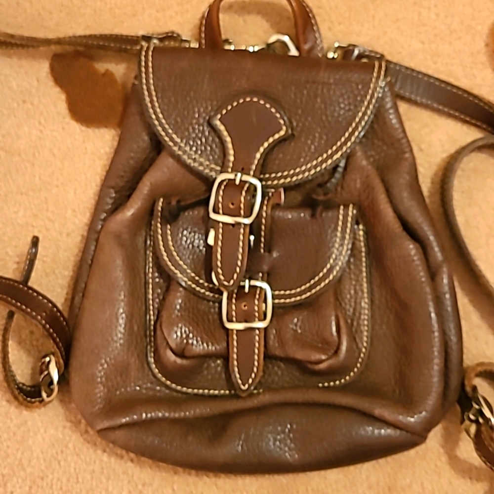 Roots mini leather backpack, brown